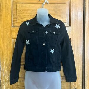 Wonder Nation Black Kids Jean Jacket with Star Accents